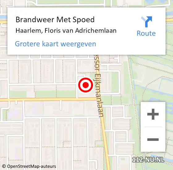 Locatie op kaart van de 112 melding: Brandweer Met Spoed Naar Haarlem, Floris van Adrichemlaan op 18 juni 2024 08:32