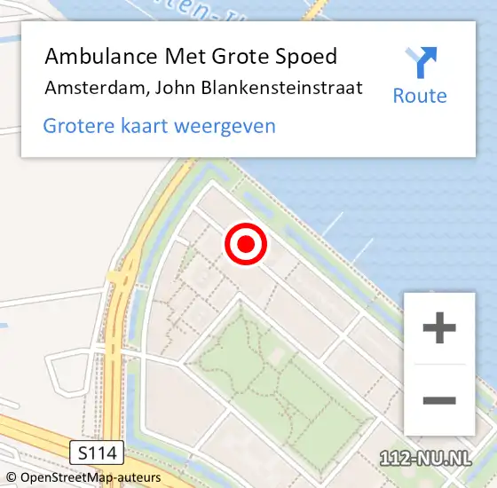 Locatie op kaart van de 112 melding: Ambulance Met Grote Spoed Naar Amsterdam, John Blankensteinstraat op 18 juni 2024 08:32