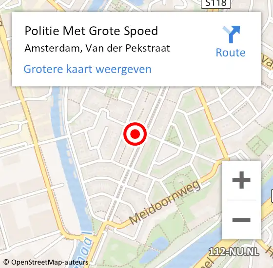 Locatie op kaart van de 112 melding: Politie Met Grote Spoed Naar Amsterdam, Van der Pekstraat op 18 juni 2024 08:34