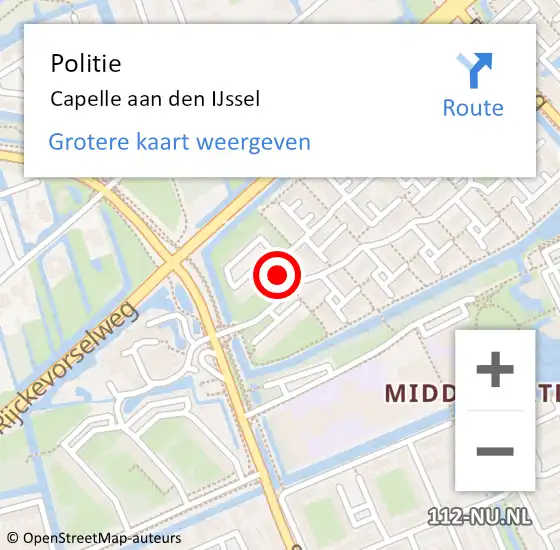 Locatie op kaart van de 112 melding: Politie Capelle aan den IJssel op 18 juni 2024 08:40