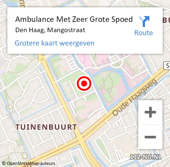 Locatie op kaart van de 112 melding: Ambulance Met Zeer Grote Spoed Naar Den Haag, Mangostraat op 18 juni 2024 08:50
