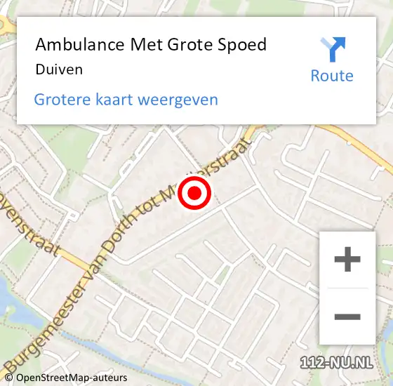 Locatie op kaart van de 112 melding: Ambulance Met Grote Spoed Naar Duiven op 18 juni 2024 08:51