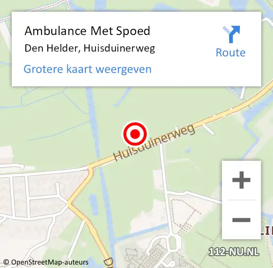 Locatie op kaart van de 112 melding: Ambulance Met Spoed Naar Den Helder, Huisduinerweg op 18 juni 2024 09:00