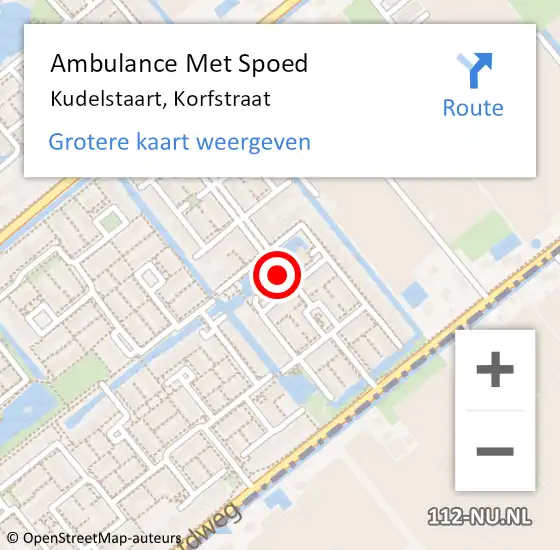 Locatie op kaart van de 112 melding: Ambulance Met Spoed Naar Kudelstaart, Korfstraat op 18 juni 2024 09:04