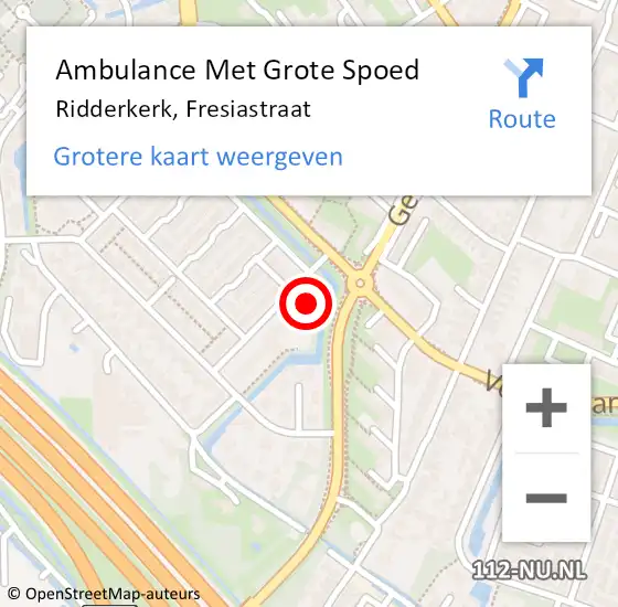 Locatie op kaart van de 112 melding: Ambulance Met Grote Spoed Naar Ridderkerk, Fresiastraat op 18 juni 2024 09:14