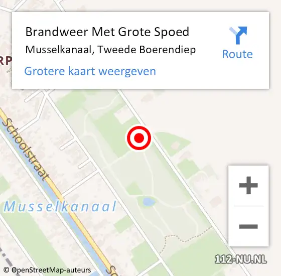 Locatie op kaart van de 112 melding: Brandweer Met Grote Spoed Naar Musselkanaal, Tweede Boerendiep op 18 juni 2024 09:16