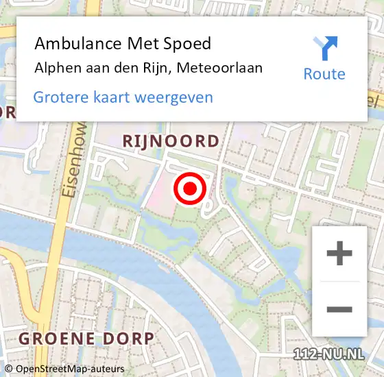 Locatie op kaart van de 112 melding: Ambulance Met Spoed Naar Alphen aan den Rijn, Meteoorlaan op 18 juni 2024 09:16