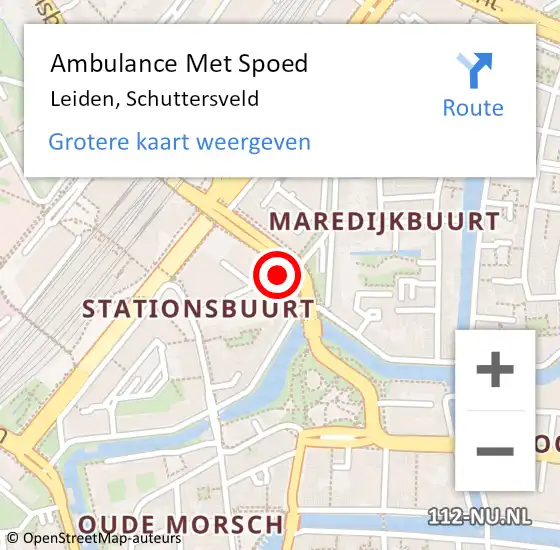 Locatie op kaart van de 112 melding: Ambulance Met Spoed Naar Leiden, Schuttersveld op 18 juni 2024 09:23