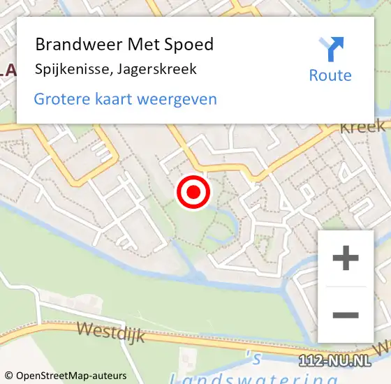 Locatie op kaart van de 112 melding: Brandweer Met Spoed Naar Spijkenisse, Jagerskreek op 18 juni 2024 09:46