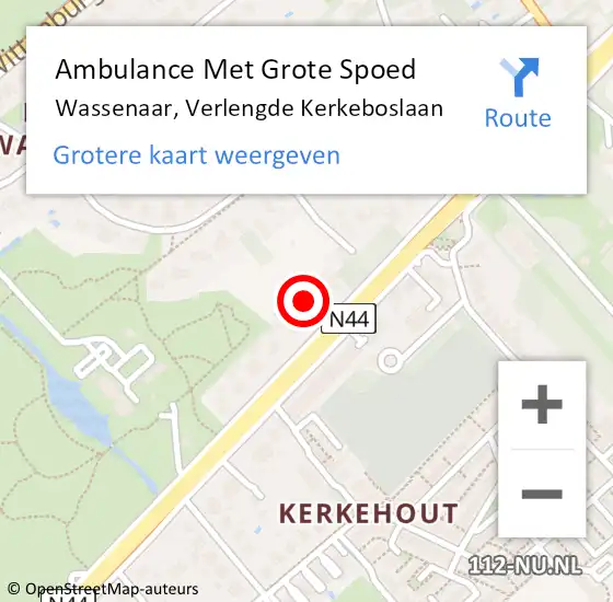 Locatie op kaart van de 112 melding: Ambulance Met Grote Spoed Naar Wassenaar, Verlengde Kerkeboslaan op 18 juni 2024 09:46