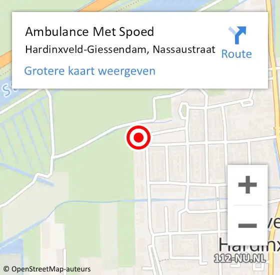 Locatie op kaart van de 112 melding: Ambulance Met Spoed Naar Hardinxveld-Giessendam, Nassaustraat op 18 juni 2024 09:51