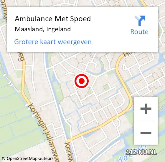 Locatie op kaart van de 112 melding: Ambulance Met Spoed Naar Maasland, Ingeland op 18 juni 2024 09:51