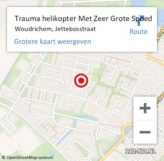 Locatie op kaart van de 112 melding: Trauma helikopter Met Zeer Grote Spoed Naar Woudrichem, Jettebosstraat op 18 juni 2024 09:55