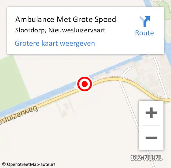 Locatie op kaart van de 112 melding: Ambulance Met Grote Spoed Naar Slootdorp, Nieuwesluizervaart op 9 oktober 2014 20:47