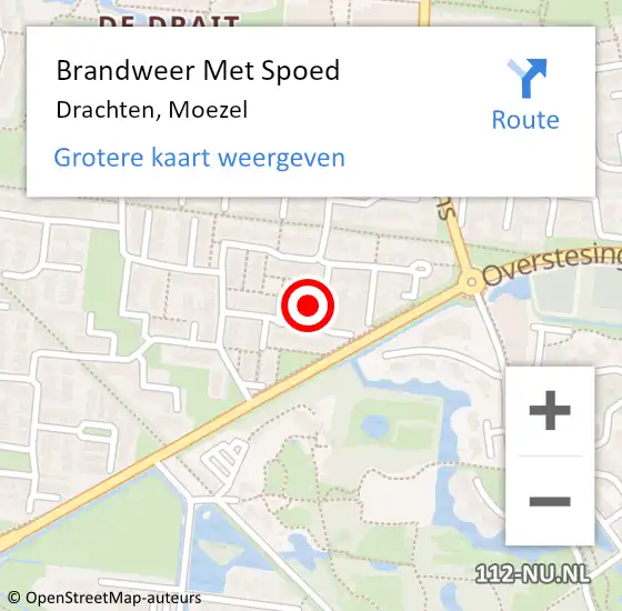 Locatie op kaart van de 112 melding: Brandweer Met Spoed Naar Drachten, Moezel op 18 juni 2024 10:08