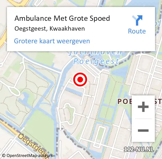 Locatie op kaart van de 112 melding: Ambulance Met Grote Spoed Naar Oegstgeest, Kwaakhaven op 18 juni 2024 10:10