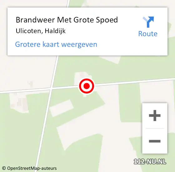 Locatie op kaart van de 112 melding: Brandweer Met Grote Spoed Naar Ulicoten, Haldijk op 18 juni 2024 10:11