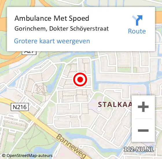 Locatie op kaart van de 112 melding: Ambulance Met Spoed Naar Gorinchem, Dokter Schöyerstraat op 18 juni 2024 10:16