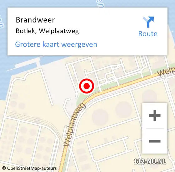 Locatie op kaart van de 112 melding: Brandweer Botlek, Welplaatweg op 18 juni 2024 10:20