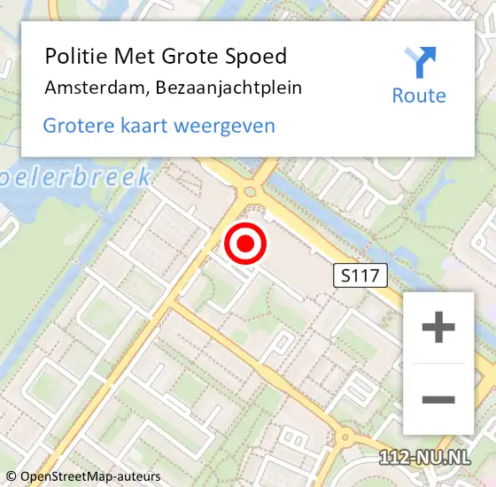 Locatie op kaart van de 112 melding: Politie Met Grote Spoed Naar Amsterdam, Bezaanjachtplein op 18 juni 2024 10:20