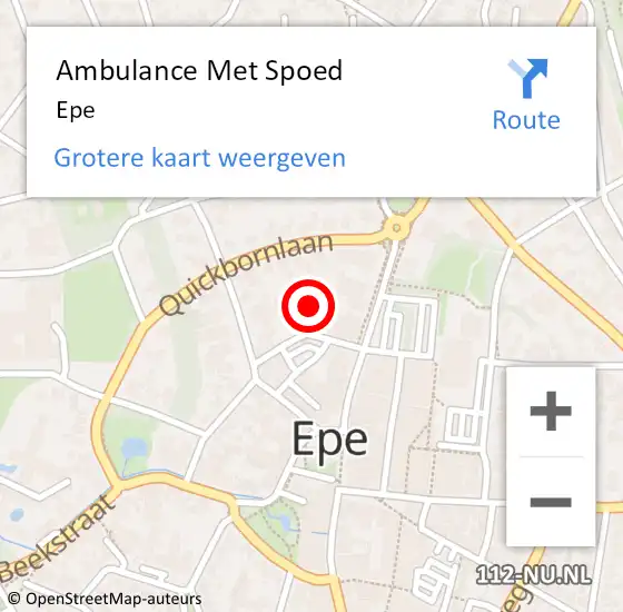 Locatie op kaart van de 112 melding: Ambulance Met Spoed Naar Epe op 18 juni 2024 10:27