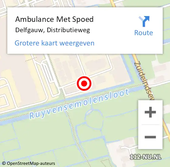 Locatie op kaart van de 112 melding: Ambulance Met Spoed Naar Delfgauw, Distributieweg op 18 juni 2024 10:31