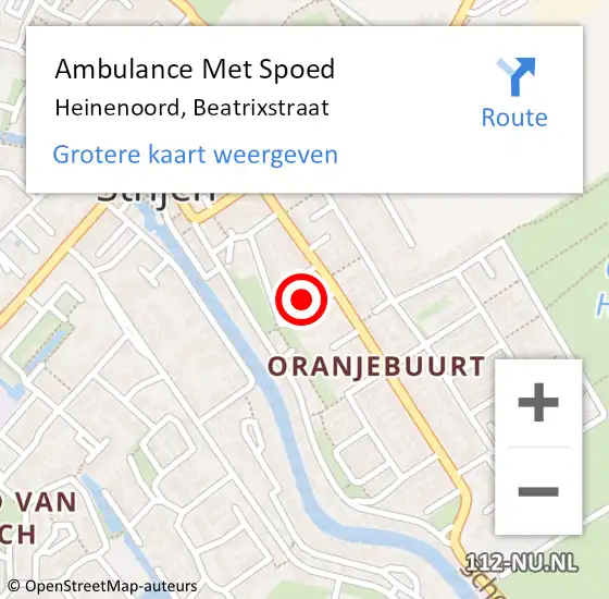 Locatie op kaart van de 112 melding: Ambulance Met Spoed Naar Heinenoord, Beatrixstraat op 18 juni 2024 10:32