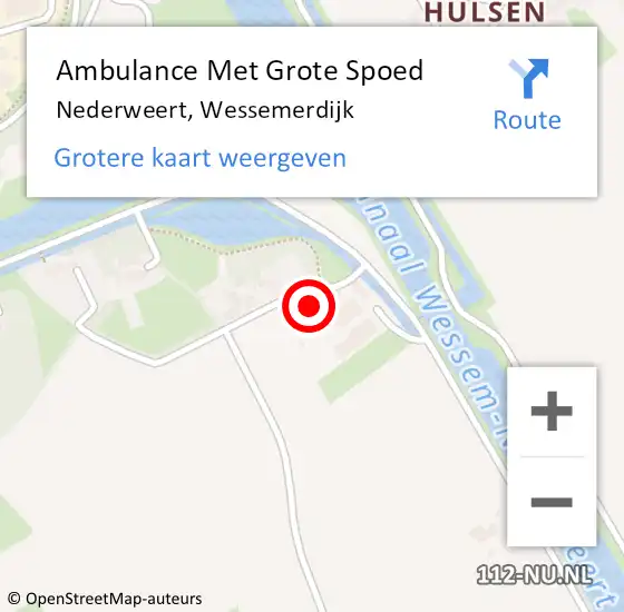 Locatie op kaart van de 112 melding: Ambulance Met Grote Spoed Naar Nederweert, Wessemerdijk op 18 juni 2024 10:32