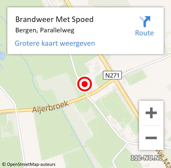 Locatie op kaart van de 112 melding: Brandweer Met Spoed Naar Bergen, Parallelweg op 18 juni 2024 10:36