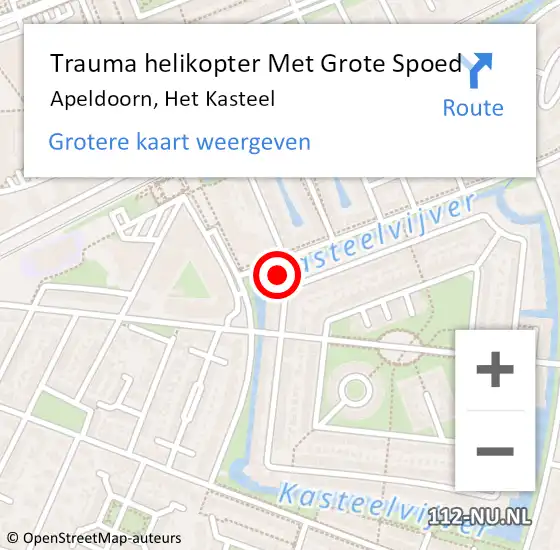 Locatie op kaart van de 112 melding: Trauma helikopter Met Grote Spoed Naar Apeldoorn, Het Kasteel op 18 juni 2024 10:44