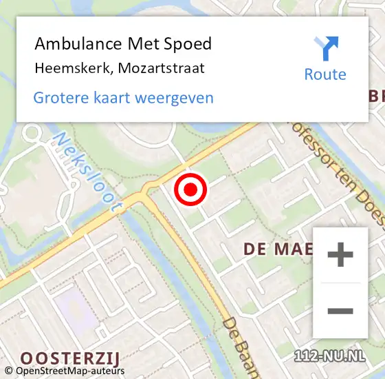 Locatie op kaart van de 112 melding: Ambulance Met Spoed Naar Heemskerk, Mozartstraat op 18 juni 2024 11:00