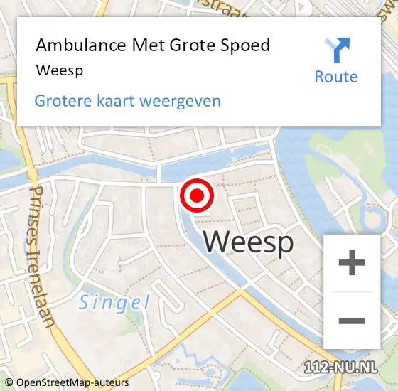 Locatie op kaart van de 112 melding: Ambulance Met Grote Spoed Naar Weesp op 18 juni 2024 11:12