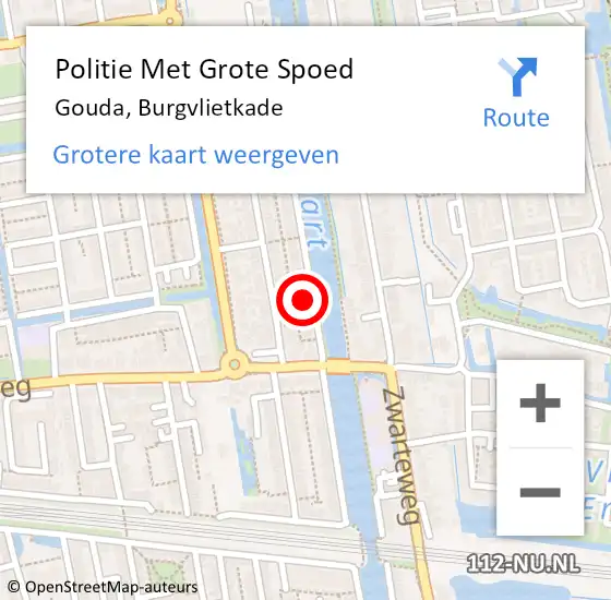 Locatie op kaart van de 112 melding: Politie Met Grote Spoed Naar Gouda, Burgvlietkade op 18 juni 2024 11:14