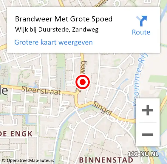 Locatie op kaart van de 112 melding: Brandweer Met Grote Spoed Naar Wijk bij Duurstede, Zandweg op 18 juni 2024 11:15