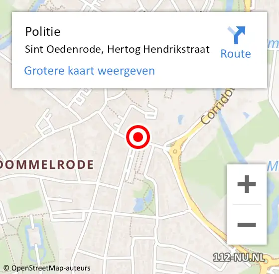 Locatie op kaart van de 112 melding: Politie Sint Oedenrode, Hertog Hendrikstraat op 18 juni 2024 11:19