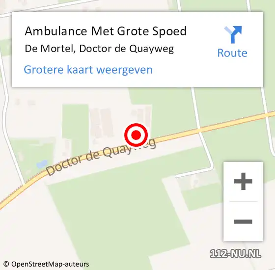 Locatie op kaart van de 112 melding: Ambulance Met Grote Spoed Naar De Mortel, Doctor de Quayweg op 9 oktober 2014 21:03