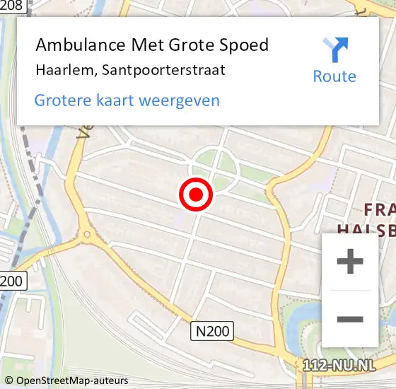 Locatie op kaart van de 112 melding: Ambulance Met Grote Spoed Naar Haarlem, Santpoorterstraat op 18 juni 2024 11:50