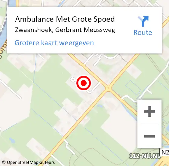 Locatie op kaart van de 112 melding: Ambulance Met Grote Spoed Naar Zwaanshoek, Gerbrant Meussweg op 18 juni 2024 11:53