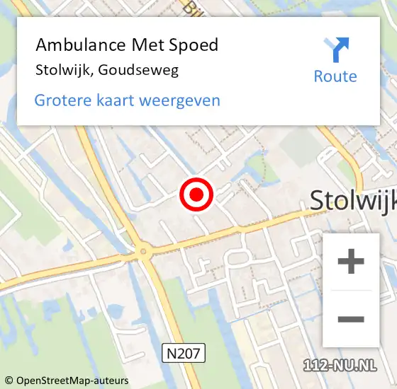 Locatie op kaart van de 112 melding: Ambulance Met Spoed Naar Stolwijk, Goudseweg op 18 juni 2024 11:53