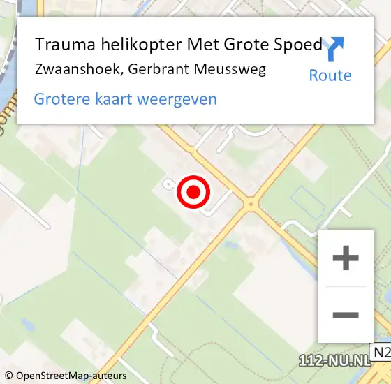 Locatie op kaart van de 112 melding: Trauma helikopter Met Grote Spoed Naar Zwaanshoek, Gerbrant Meussweg op 18 juni 2024 11:54