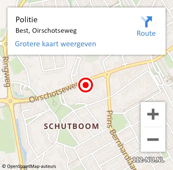 Locatie op kaart van de 112 melding: Politie Best, Oirschotseweg op 18 juni 2024 11:56