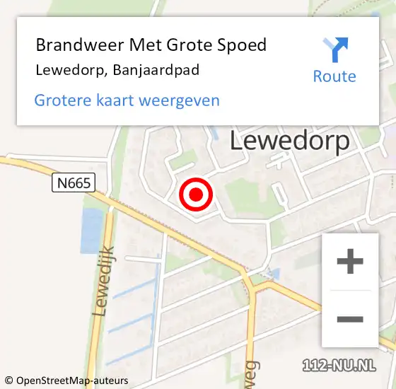 Locatie op kaart van de 112 melding: Brandweer Met Grote Spoed Naar Lewedorp, Banjaardpad op 18 juni 2024 11:57