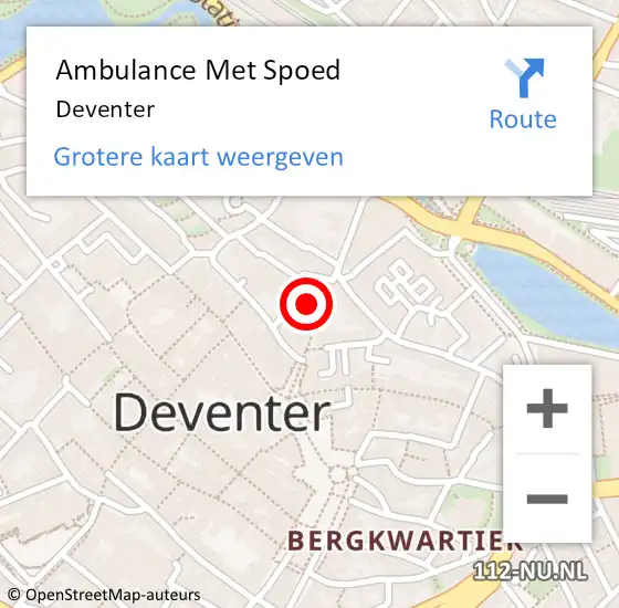 Locatie op kaart van de 112 melding: Ambulance Met Spoed Naar Deventer op 18 juni 2024 11:59