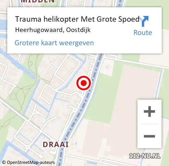 Locatie op kaart van de 112 melding: Trauma helikopter Met Grote Spoed Naar Heerhugowaard, Oostdijk op 18 juni 2024 12:01
