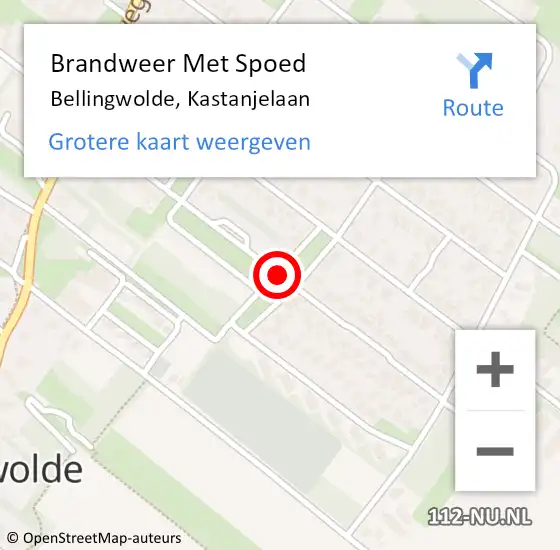 Locatie op kaart van de 112 melding: Brandweer Met Spoed Naar Bellingwolde, Kastanjelaan op 9 oktober 2014 21:09