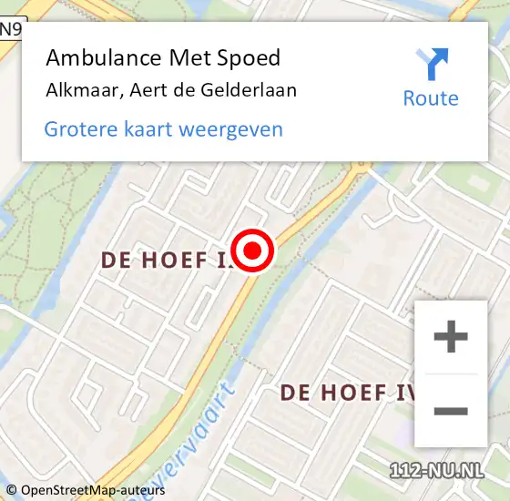 Locatie op kaart van de 112 melding: Ambulance Met Spoed Naar Alkmaar, Aert de Gelderlaan op 18 juni 2024 12:15