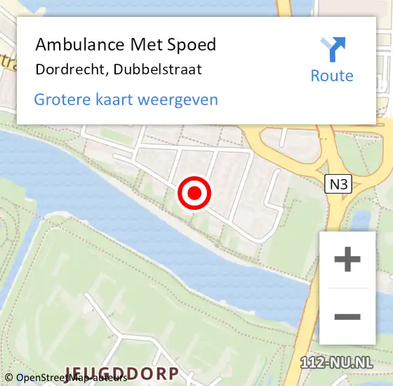 Locatie op kaart van de 112 melding: Ambulance Met Spoed Naar Dordrecht, Dubbelstraat op 18 juni 2024 12:20