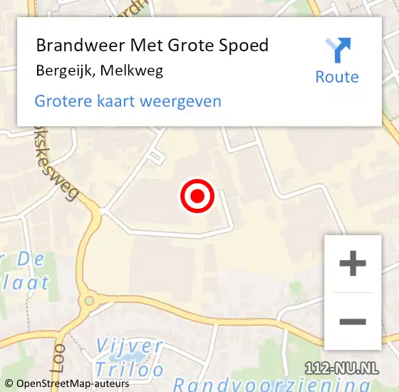 Locatie op kaart van de 112 melding: Brandweer Met Grote Spoed Naar Bergeijk, Melkweg op 18 juni 2024 12:21