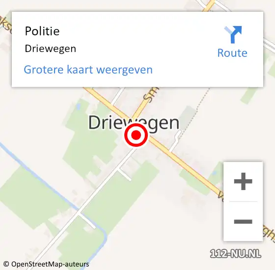 Locatie op kaart van de 112 melding: Politie Driewegen op 18 juni 2024 12:26