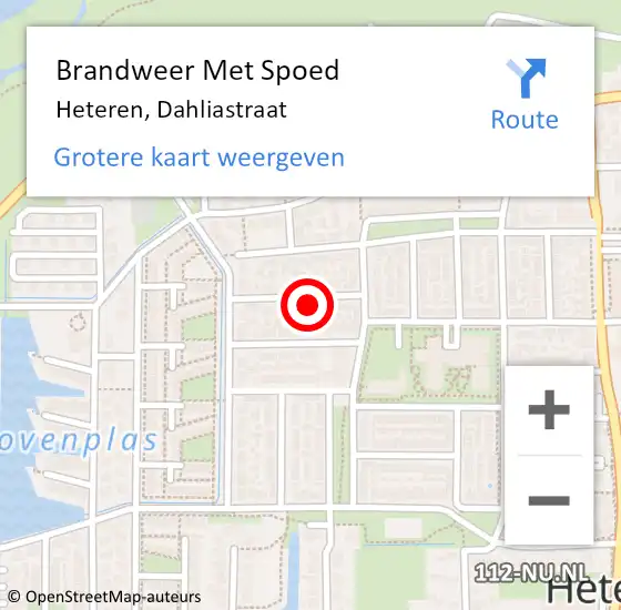 Locatie op kaart van de 112 melding: Brandweer Met Spoed Naar Heteren, Dahliastraat op 18 juni 2024 12:27